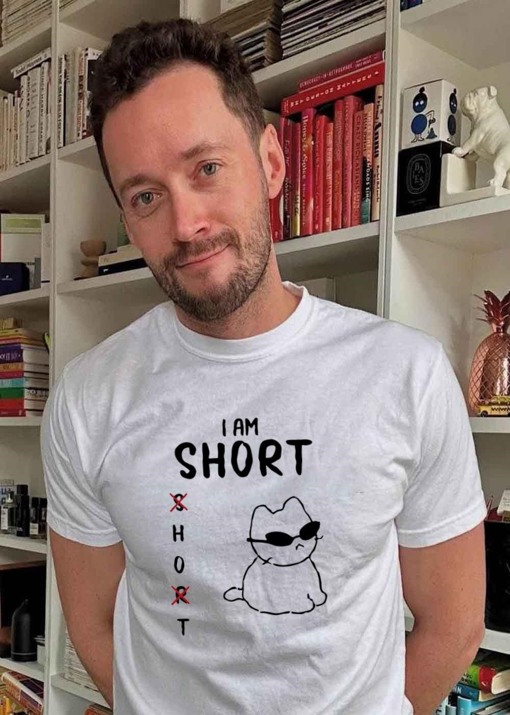 Cool Cat I Am Short Funny Meme T-Shirt