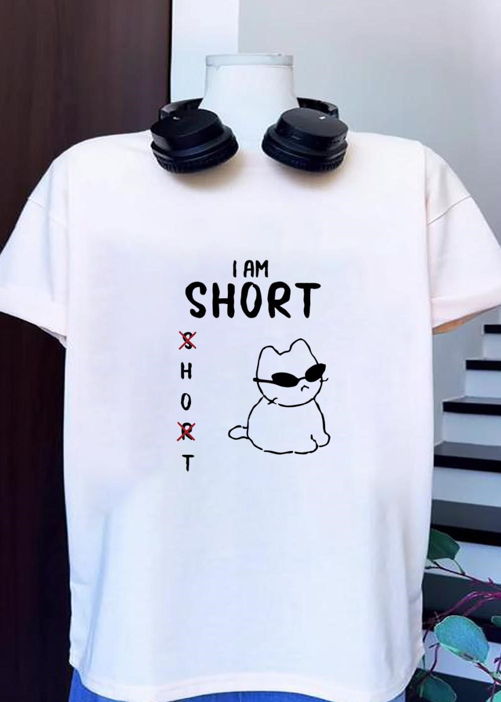 Cool Cat I Am Short Funny Meme T-Shirt