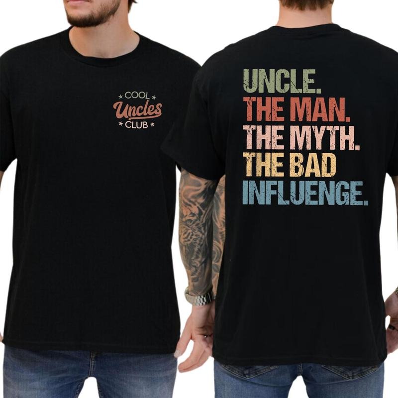 Cool Uncles Club Funny 2 Sides T-shirt Soft Fabric Short Sleeve Shirt Cotton Top Menswear Hoodie, Sweatshirt