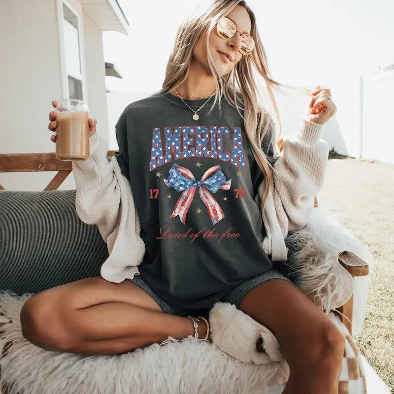 Coquette 4th of July Shirt, USA shirt, Summer Shirt, Red White and Blue, America Memorial Day, shirt summer see Hoodie,...