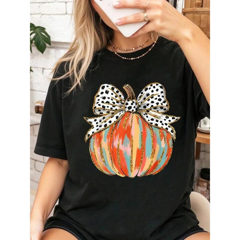 Coquette Bow Pumpkin Season Autumn Fall Leaves Thanksgiving T-Shirt Hoodie, Sweatshirt | UrbanDripWear.com