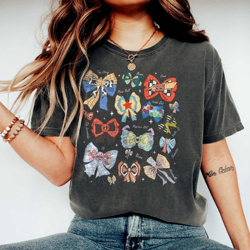 Coquette Bows Movies T-shirt, Inside Out, Monster Inc, Cars, Resort Family Trip Hoodie, Sweatshirt | UrbanDripWear.com