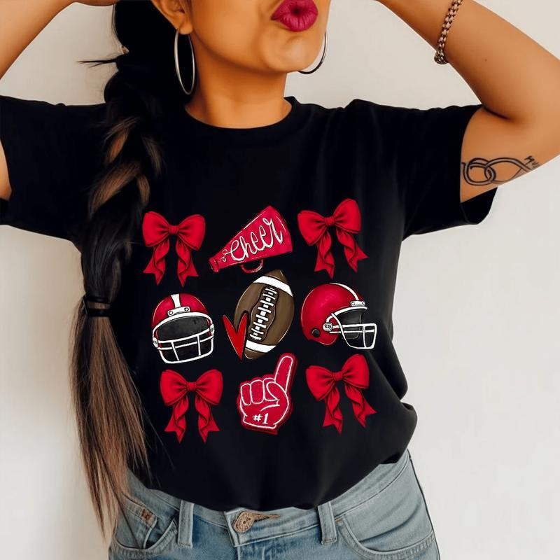 Coquette Game Day Shirt, Football Game Day T-shirt, Football Comfort Color Shirt, Coquette Football Shirt, Sports Team...