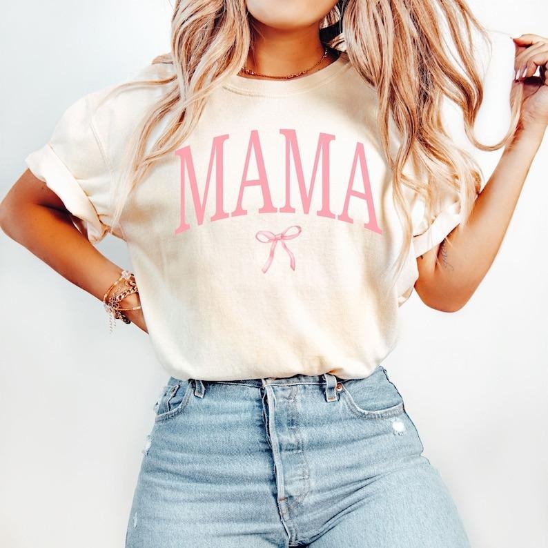 Coquette Mama Comfort Colors Shirt, Coquette Bow T-shirt for Mom, Mothers Day Gift, Girly Mama Outfit Hoodie, Sweatshirt