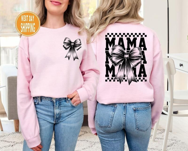 Coquette Mama Sweatshirt, Coquette Bow Hoody for Mom, Mothers Day Gift, Girl Mama Outfit, Baby Shower Gift for Expecting,...