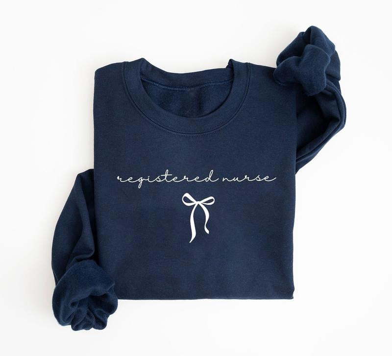 Coquette Registered Nurse Bow Sweatshirt, RN Tee Shirt, Coquette Nurse T-Shirt, Nurse Appreciation Gift, Nursing, Nursing...