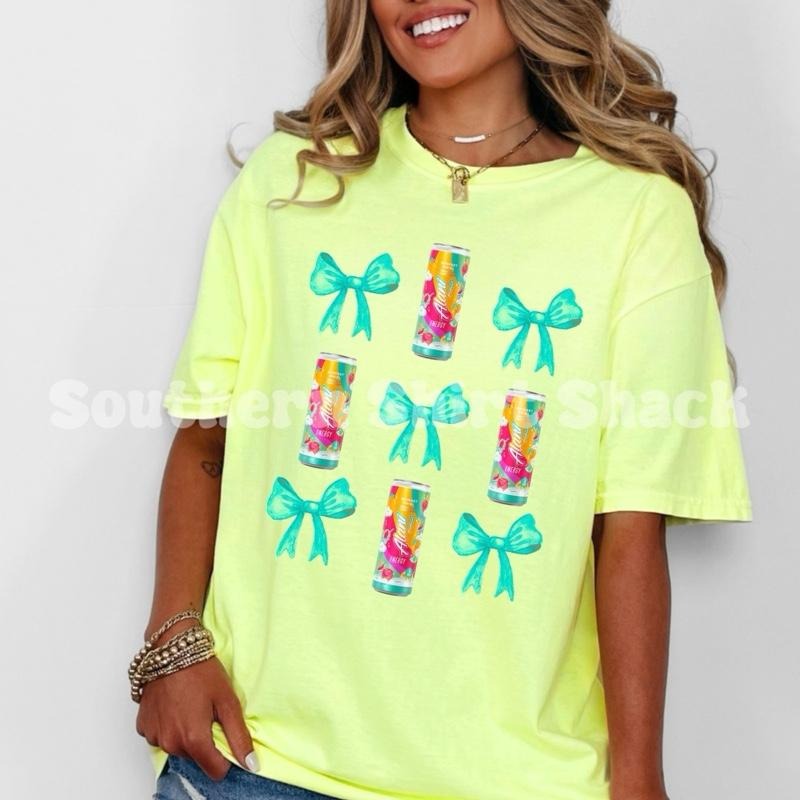 Coquette Sherbet Energy Drink & Bows | neon yellow comfort colors t shirt Hoodie, Sweatshirt | UrbanDripWear.com