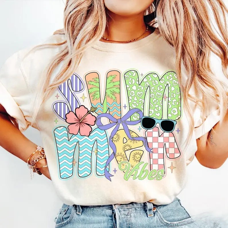 Coquette Summer Vibes Tshirt, Preppy Summer Shirt, Retro Beach Tee, Trendy Summer T-Shirt Top Womenswear Hoodie, Sweatshirt