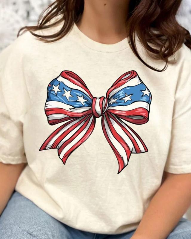 Coquette USA Bow Short Sleeve Relaxed Fit T-Shirt usa tee AMERICA COQUETTE Crewneck Bottom Hoodie, Sweatshirt