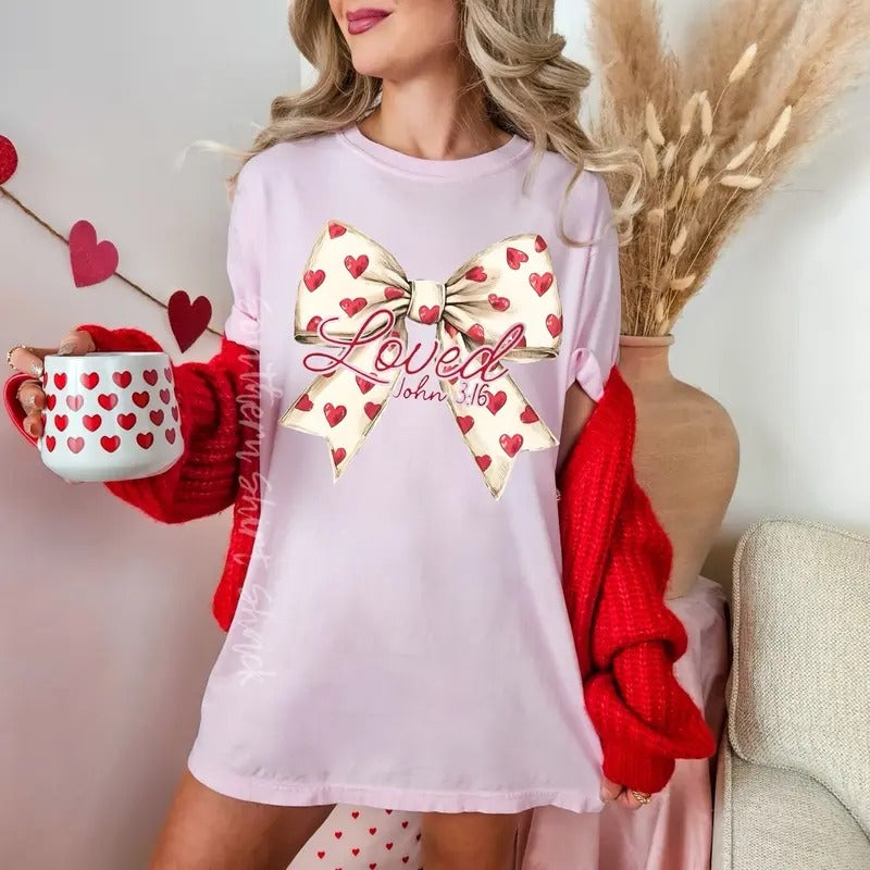Coquette Valentines Day John 3:16 | blossom comfort colors t shirt Hoodie, Sweatshirt | UrbanDripWear.com