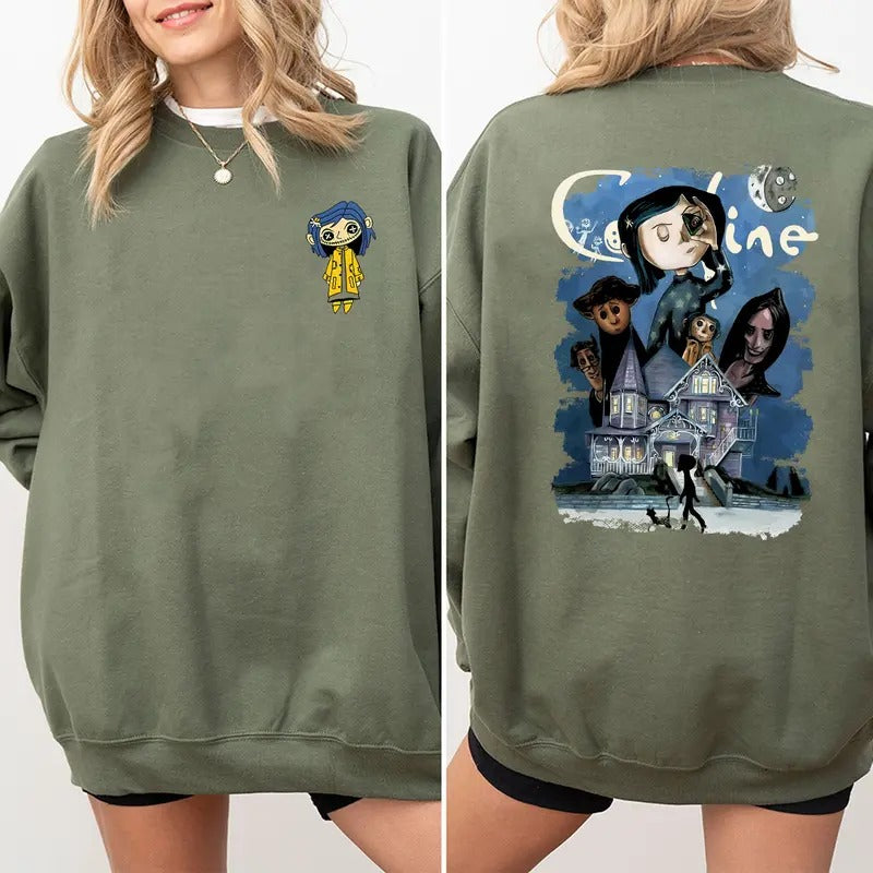Coraline Best For Coraline Movie Sweatshirt, Coraline Spooky Movie Double Side Shirt Sweatshirt Hoodie, Coraline Doodle...