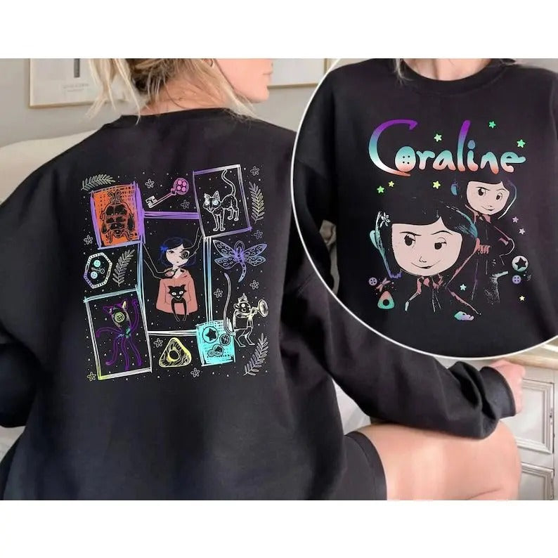 Coraline Doll Shirt, Horror Coraline Movie Shirt, Halloween Coraline T-shirt, Horror Cartoon Tees, Fantasy Film Shirt,...