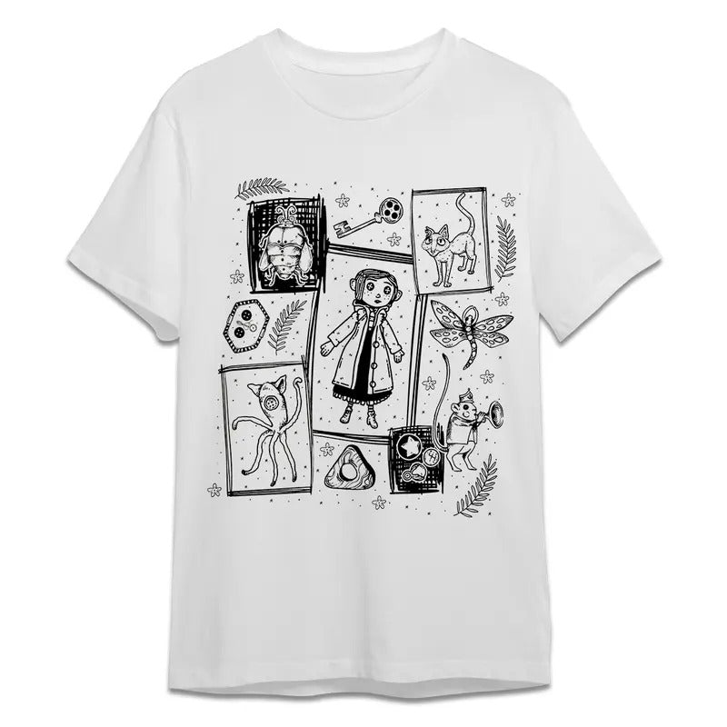 Coraline Dreaming Finding Three Ghost Shirt, Horror Coraline movies, Horror Character Shirt, Halloween Crewneck...