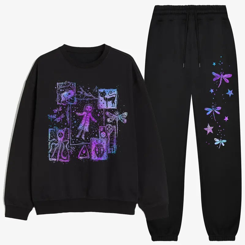 Coraline Dreaming Inspired by Tunnel color Sweatshirt Sweatpants set, Coraline Fantasy movies tshirt, Horror Sweatcter...