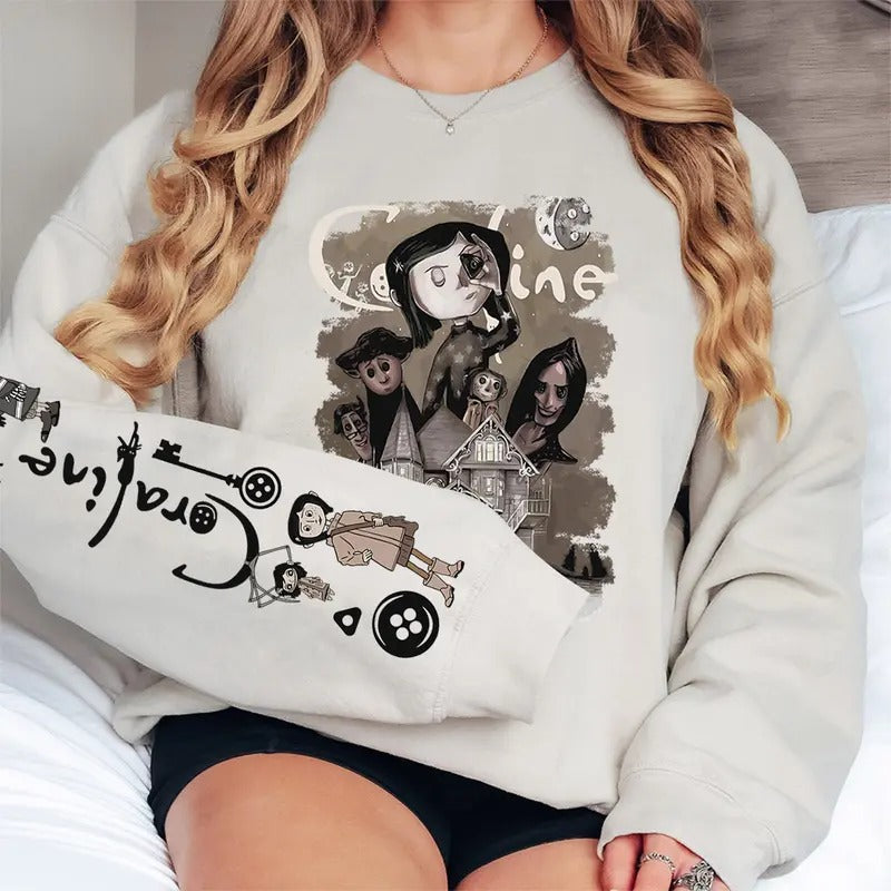 Coraline Movie Hoodie, Funny Shirt 2024, Coraline Movie Vintage Retro Horror T-Shirt, Coraline Sweatshirt | UrbanDripWear.com