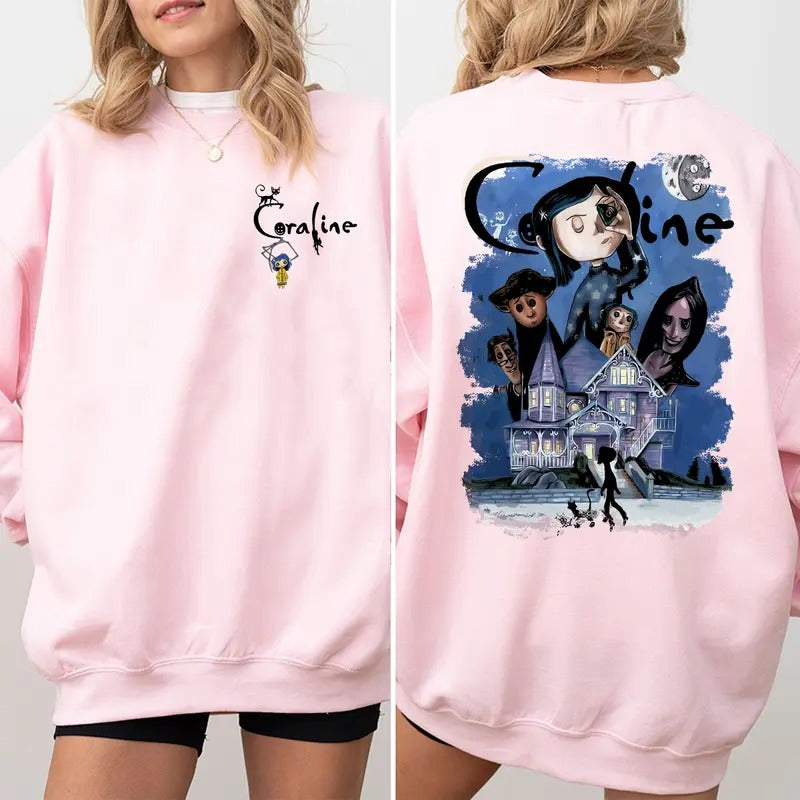 Coraline Spooky Movie Double Side Shirt Sweatshirt Hoodie, Coraline Doodle Halloween TShirt, Coraline Best For Coraline...