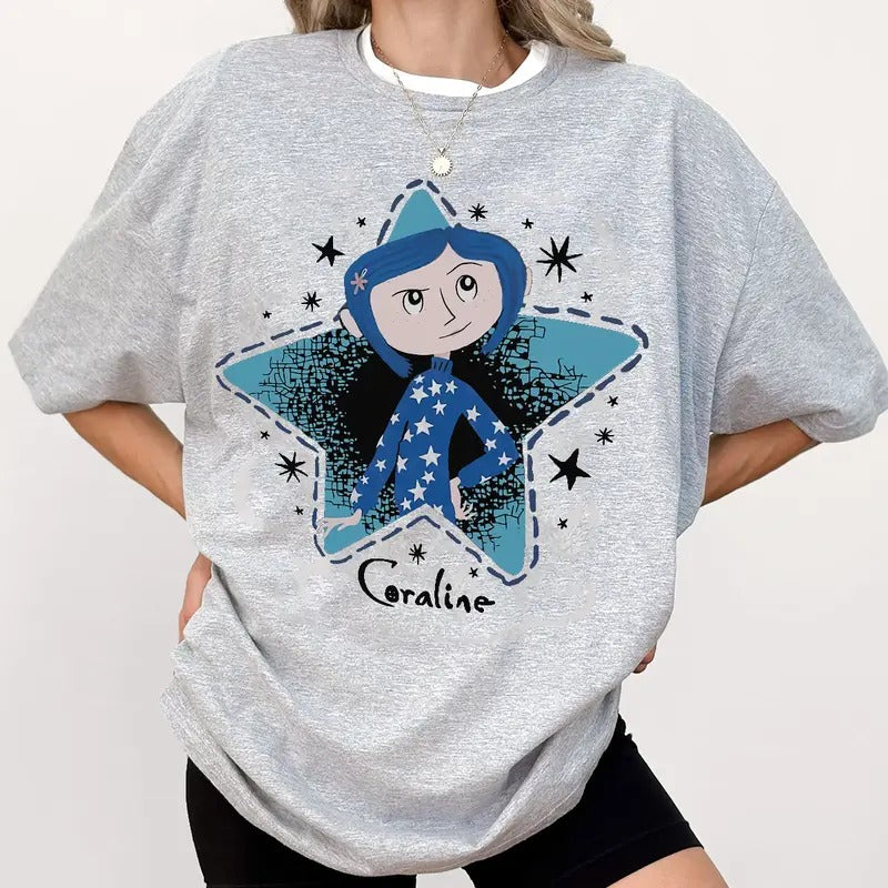 Coraline Stars Womens T-Shirt Plus Size, Movie Shirt, Trendy Sweatshirt, Gift for friend Hoodie | UrbanDripWear.com
