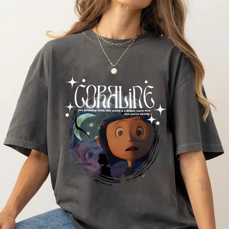 Coraline T-Shirt, Spooky Movie Halloween Shirt, Halloween Coraline Tee, Spooky Coraline Doll Sweatshirt, Coraline Movie...