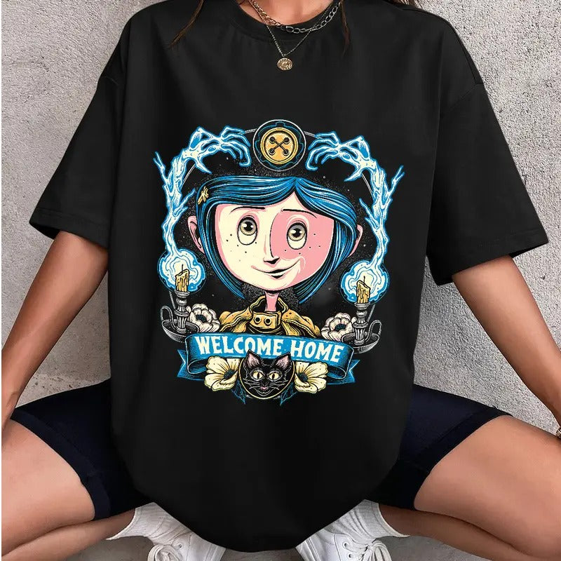 Coraline Welcome Home T-Shirt, Horror Coraline movies, Horror Character Shirt, Halloween Crewneck Sweatshirt Hoodie