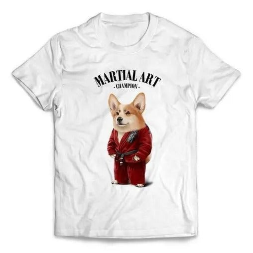Corgi Dog Sensei in Red Judogi Karate Martial Art Champion - Short-Sleeve Unisex T-Shirt Made in USA Hoodie, Sweatshirt