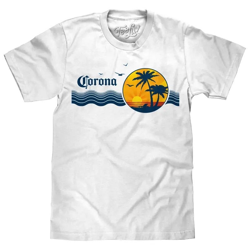 Corona Beer Palm Tree T-Shirt - White Hoodie, Sweatshirt | UrbanDripWear.com