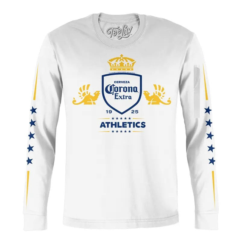 Corona Extra Athletics Stars Long Sleeve T-Shirt - White Hoodie, Sweatshirt | UrbanDripWear.com