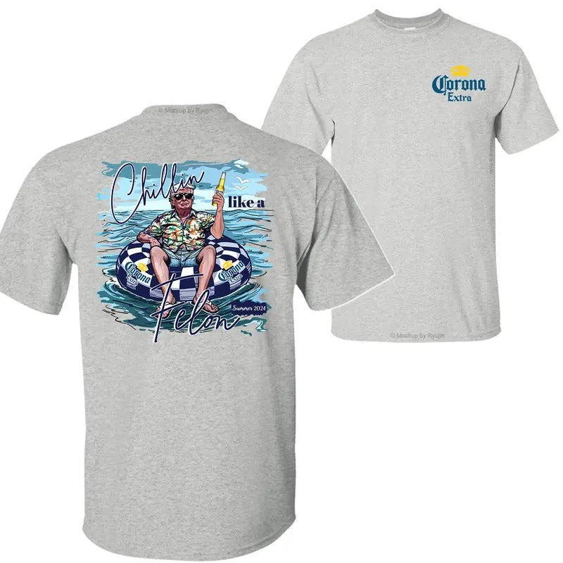 Corona Extra Beer Trump Chillin Like a Felon Summer 2024 T-shirt Sweatshirt Hoodie, Trump 2024 Shirt, Corona Extra Beer...