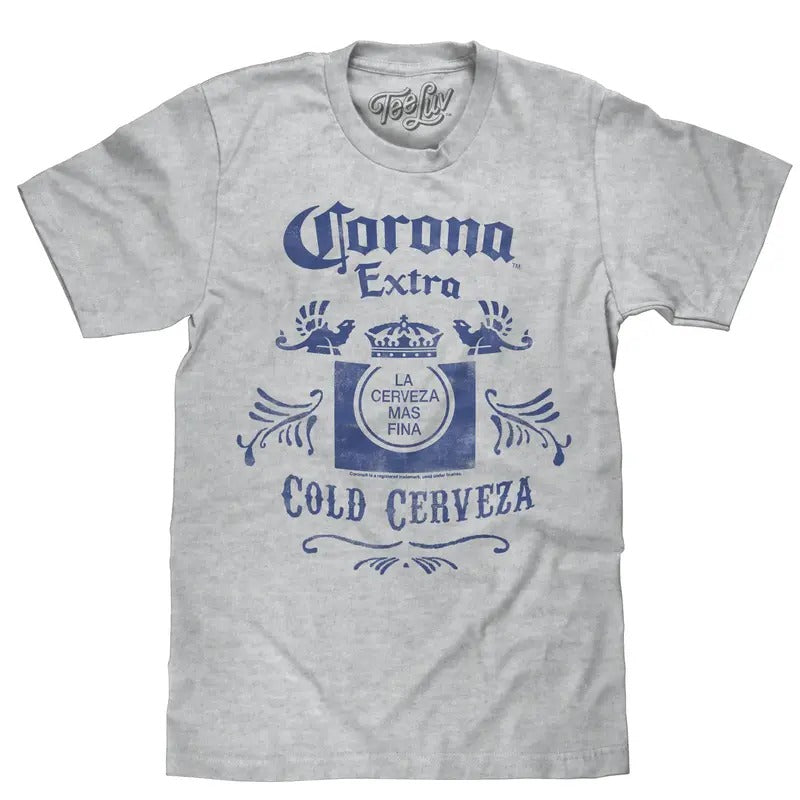 Corona Extra Cold Cerveza Crown Logo T-Shirt - Athletic Gray Heather Hoodie, Sweatshirt | UrbanDripWear.com