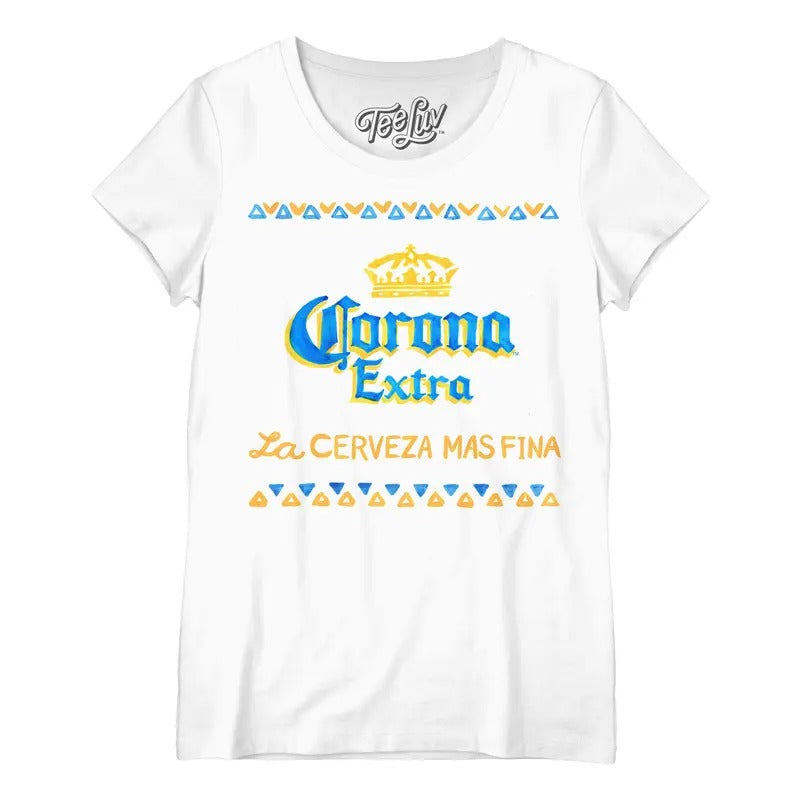 Corona Extra Watercolor Women's Scoopneck T-Shirt - White Hoodie, Sweatshirt | UrbanDripWear.com