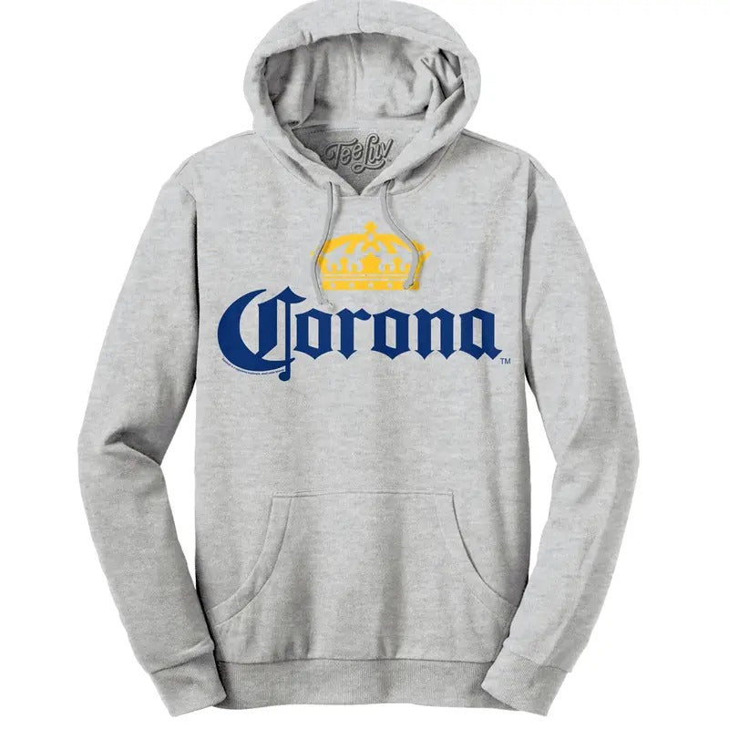 Corona Logo Pullover Hooded Sweatshirt - Gray T-Shirts, Hoodie | UrbanDripWear.com