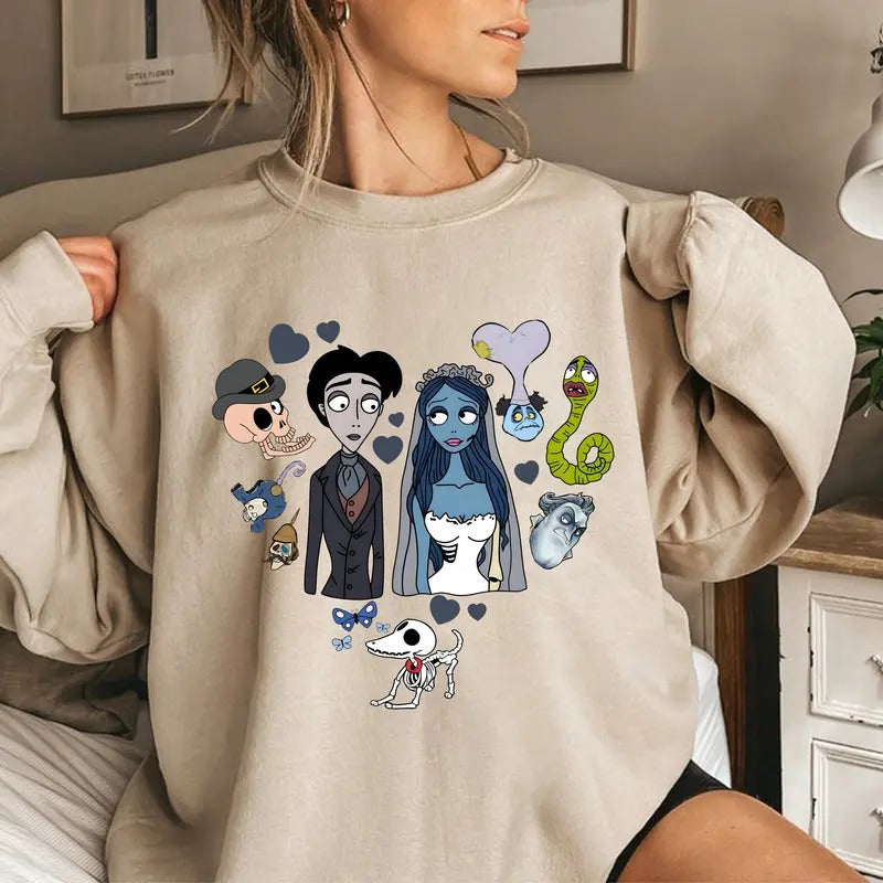 Corpse Bride Tee Shirt, Emilyy And Victorr Wedding Sweatshirt, Vintage Spooky Movie Shirt, Halloween Sweatshirt, Gift For...
