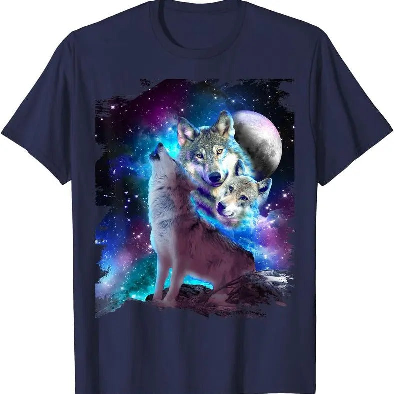 Cosmic Space Wolf Wolves Family Howling At Moon T-Shirt Hoodie, Sweatshirt | UrbanDripWear.com