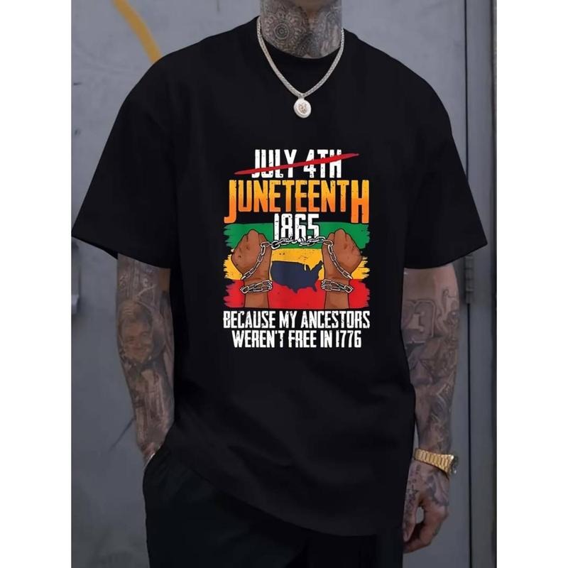[Juneteenth T-Shirt] Juneteenth Graphic Men's Athletic T-Shirt | Polyester/Cotton Blend, Bold Unity Design, Crew Neck,...