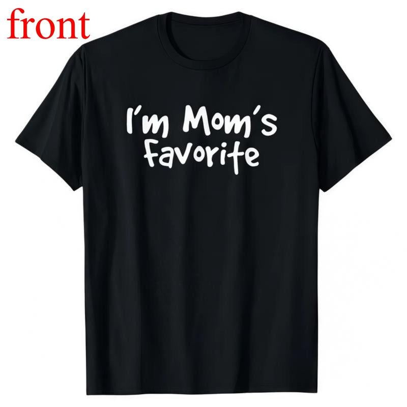 Cotton Funny Moms Favorite Son Daughter I'm Mom's Favorite T-Shirt Black Casual Crewneck Fitted Shortsleeve Golf Gift for...