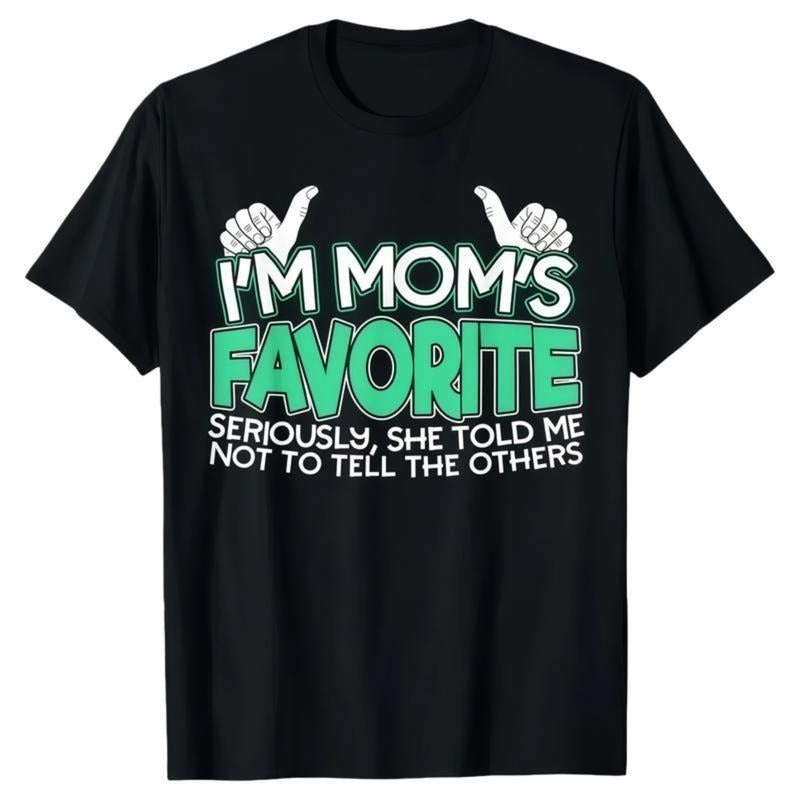 Cotton Funny Moms Favorite Son Daughter I'm Mom's Favorite T-Shirt Golf Gift for Men and Women Summer Wear Black Crewneck...