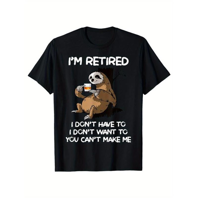 [Cotton Graphic Print Tee] 100% Cotton I'm Retired Graphic Print T-shirt