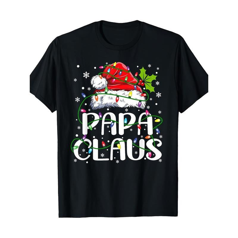 Cotton Papa Claus Christmas Lights Pajama Family Matching T-Shirt Made in USA Hoodie, Sweatshirt | UrbanDripWear.com
