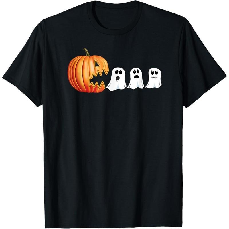 Cotton Short Sleeve Funny Halloween Pumpkin Ghosts Jack o Lantern T-Shirt for Men Women Hoodie, Sweatshirt