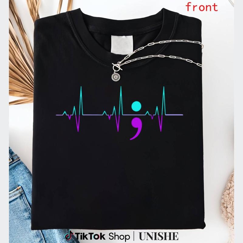 Cotton Suicide Awareness Shirt Featuring Supportive Heartbeat Ribbon Image Hoodie, Sweatshirt | UrbanDripWear.com