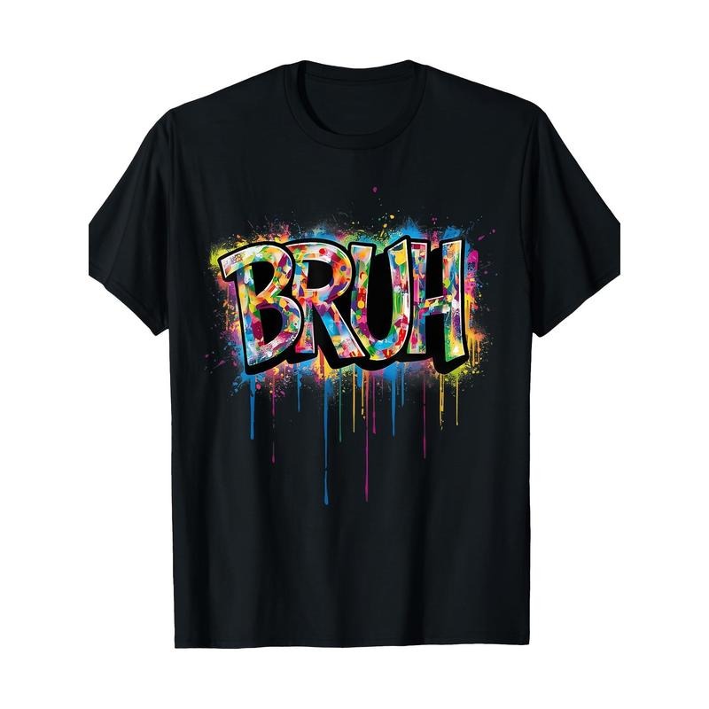 Cotton short sleeve T-shirt boys bruh funny saying meme graffiti aesthetic teens T-Shirt-100 % cotton 220g Hoodie, Sweatshirt