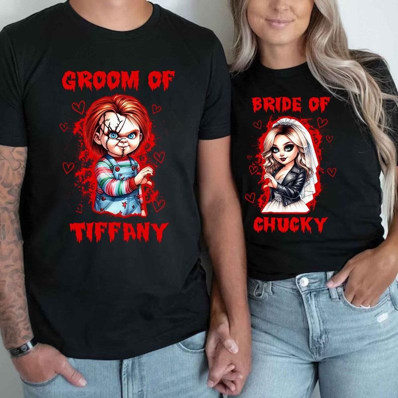 Couple Halloween Shirt, ChuckyxTiffany Shirt, Cute Couple Shirt, Horror Characters Shirt Hoodie, Sweatshirt