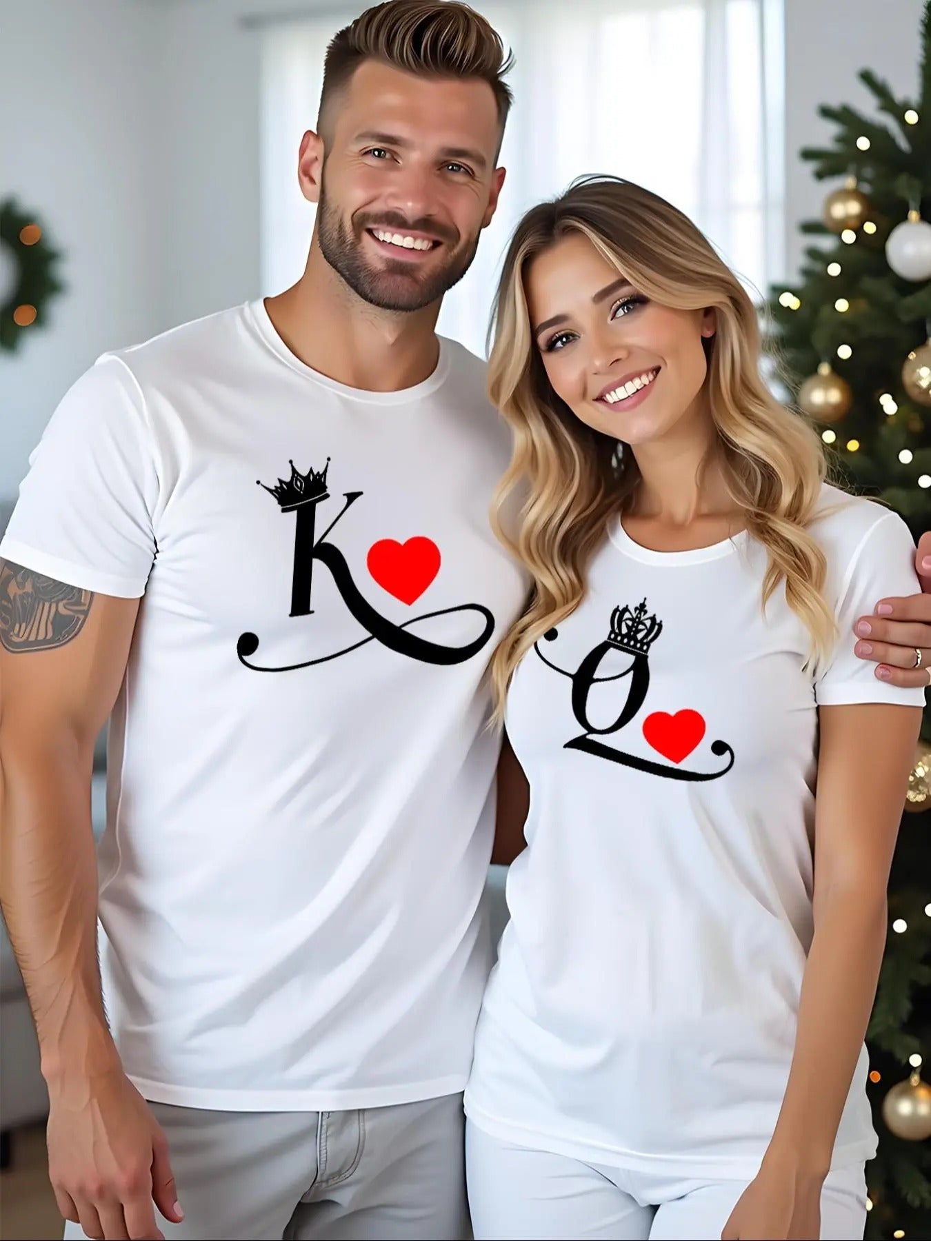 Couple's Crown & Letter Print Short Sleeve Tee, Casual Round Neck T-shirt for Daily Wear, Couple's Clothing for Summer...