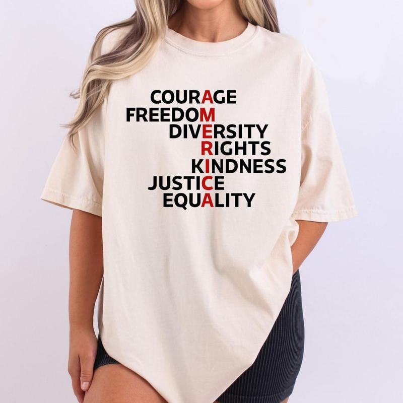 Courage Freedom Diversity Right Kindness Justice Equality Tshirt, Human Rights Tee, Anti Fascism Shirt, Equality T Shirt,...