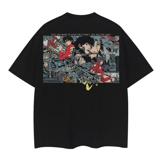Cowboy Bebop "Spike" Heavyweight Vintage Tee 100% Cotton OVERSIZED Anime T-shirt Menswear Top Casual Streetwear Black...
