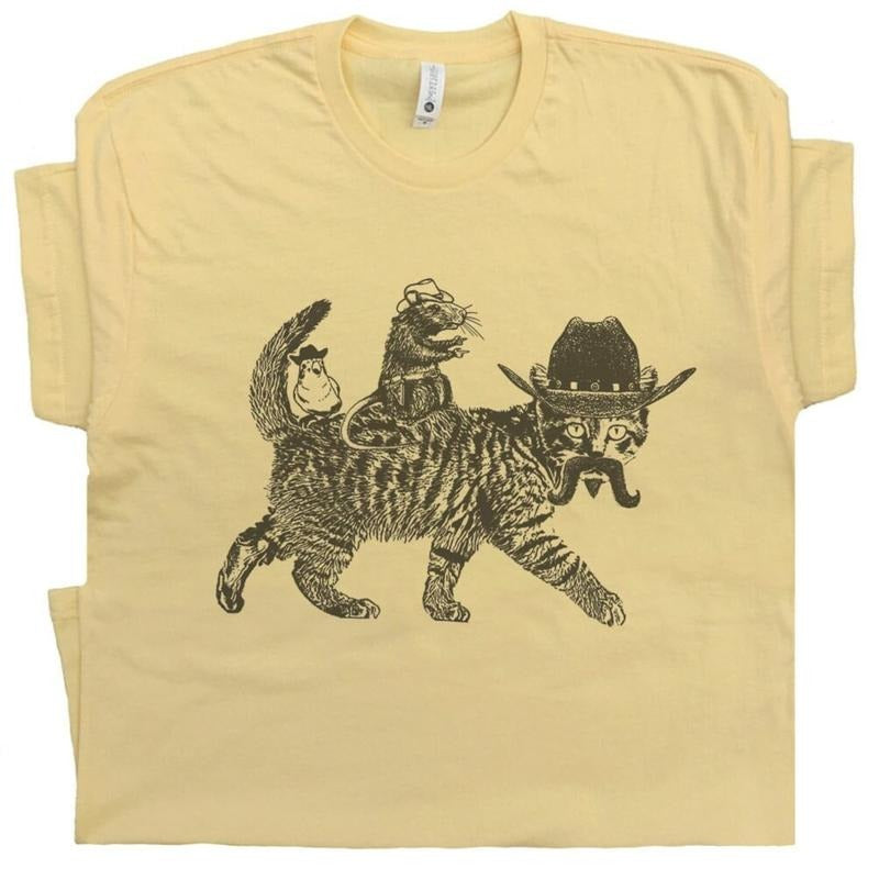 Cowboy Cat  Shirt Meowdy Shirt Funny Cat Shirt Cotton Menswear Hoodie, Sweatshirt | UrbanDripWear.com