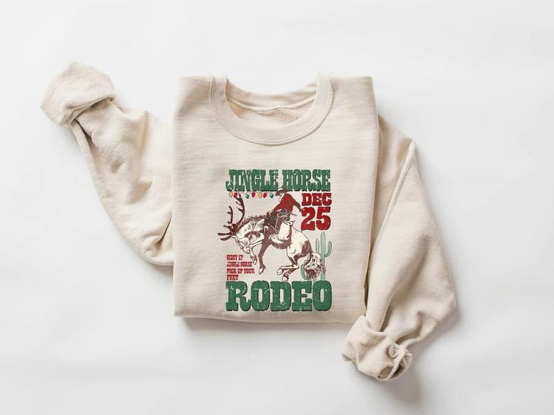 Cowboy Christmas Sweater, Giddy Up Jingle Horse Pick Up Your Feet Hoodie, Howdy Country Christmas Horse, Cowgirl Hoodie,...