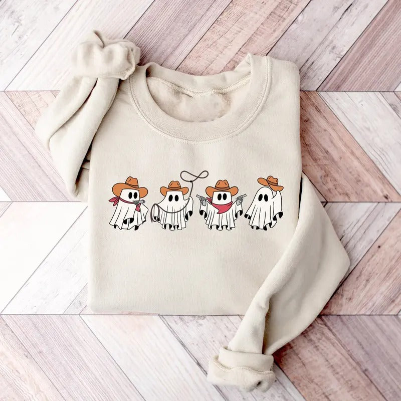 Cowboy Ghosts Sweatshirt, Halloween Cowgirl Ghosts Sweatshirt, Howdy Halloween Shirt Shirt, Ghost Boo Shirt, Western Cute...