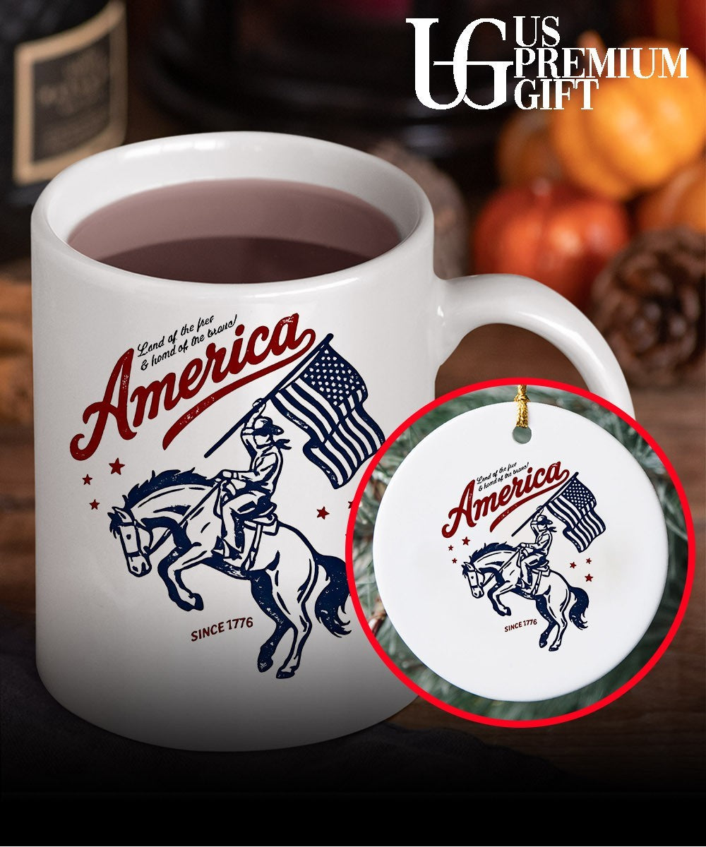 Cowboy on Bucking Horse Land of the free and home of the brave America since 1776 shirt
