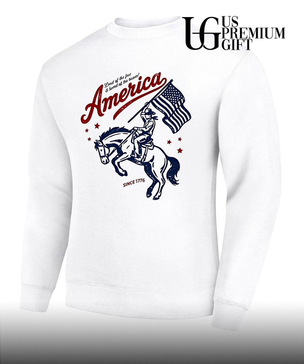 Cowboy on Bucking Horse Land of the free and home of the brave America since 1776 shirt