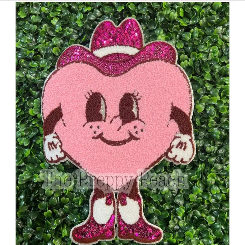 Cowgirl Heart Valentine Chenille Patch | Chenille Sequin Patch | T Shirt Patch | Iron On Patch Hoodie, Sweatshirt